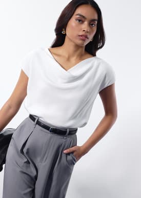 Atisha Multi-way Satin Cowl Neck Top