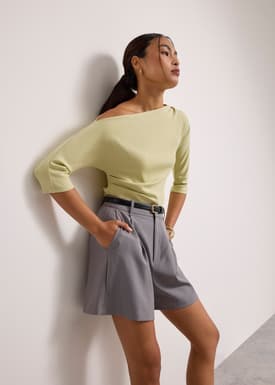 Juno Tencel Asymmetric Batwing Top