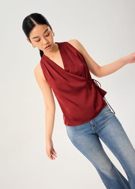 Kareena Front Wrap Satin Top