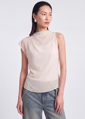 Georgette Asymmetric Drape Top