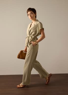 PETITE Leggy™ Pia Adjustable Hem Elastic Melange Straight Leg Pants