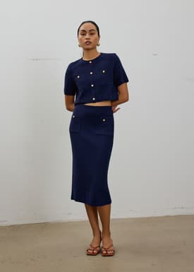 Yoko Elastic Textured Knit Midi Skirt
