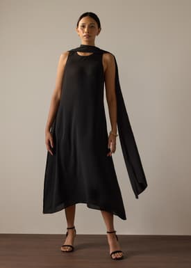 Suzanne Multi-way Detachable Shawl Column Midaxi Dress