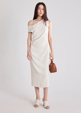Crepe Asymmetric Column Dress