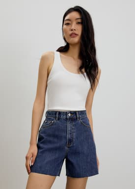 Sana High Waist Fray Denim Shorts