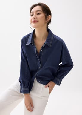 Relaxed Denim Collared Shirt