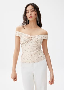 Elastic Cotton Off Shoulder Top