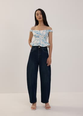 Off Shoulder Peplum Top in Tidal Blooms