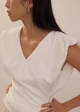 Jersey V-neck Top