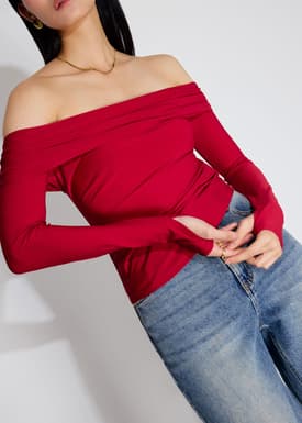Jersey Off-Shoulder Fitted Top