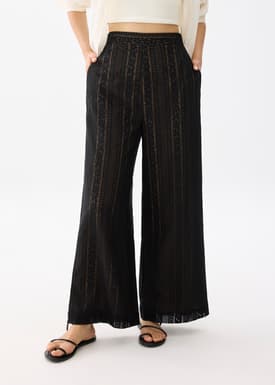Elastic Lace Wide Leg Pants
