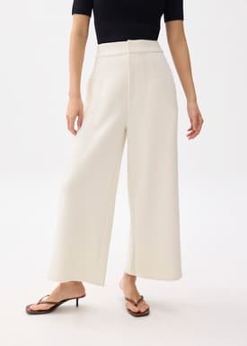 High Waist Cropped Wide Leg Culottes