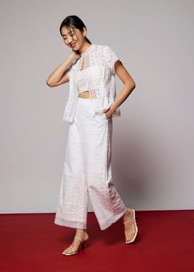 Lace High Waist Wide Leg Culottes