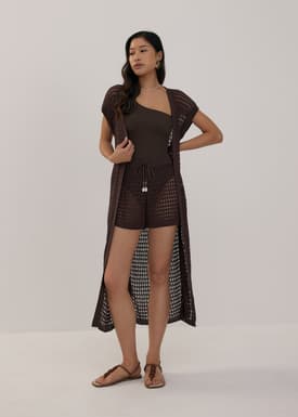 Elastic Openwork Knit Shorts