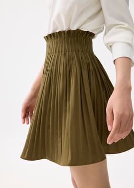 Elastic High Waist A-line Pleated Mini Skirt