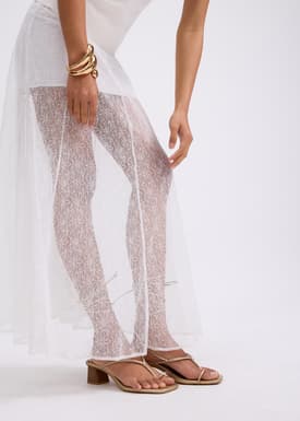 Sheer Lace A-Line Maxi Skirt