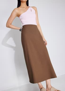 High Waist Bias Cut Midaxi Skirt