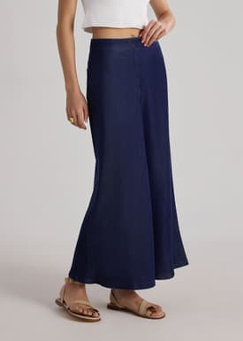 Reversible Denim Bias Cut Skirt
