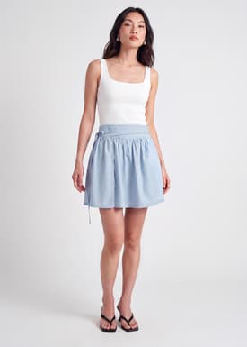 Striped Side Tie Mini Skirt