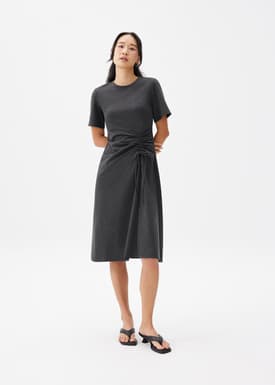 Ruched Shift Midi Dress