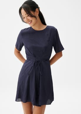 Crinkled Shift Mini Dress