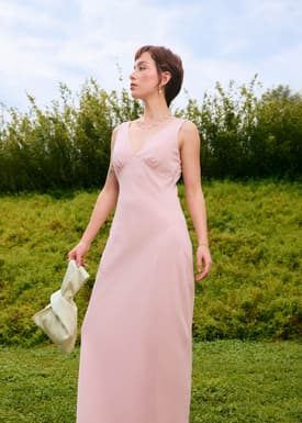 BraFree by LB Georgette V-Neck Bias Cut Midaxi Dress