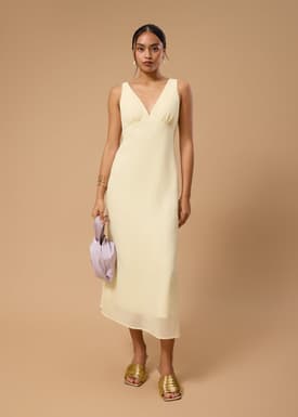BraFree by LB Georgette V-Neck Bias Cut Midaxi Dress