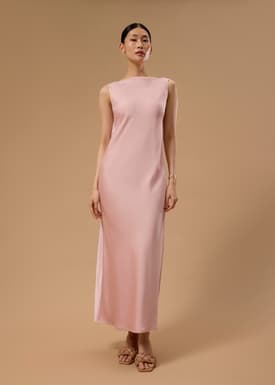 BraFree by LB Satin Cowl Neck Bias Cut Maxi Dress