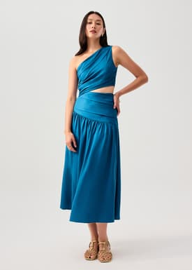 Lyocell Cut Out Toga Fit & Flare Maxi Dress