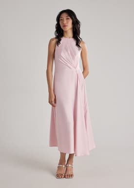 Satin Drape Bias Cut Dress