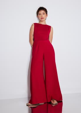 Boat Neck Wide Leg Jumpsuit