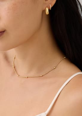 14K Gold Plated Bead Chain Necklace