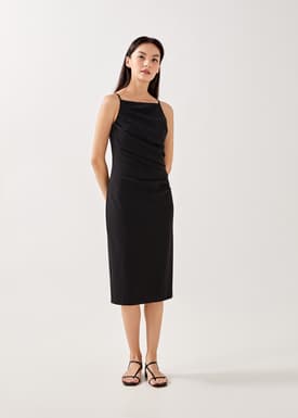 Jaena Drape Bodycon Midi Dress